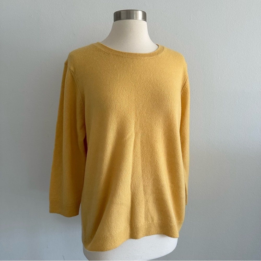 New Iris Von Arnim Cashmere Silk Yellow Crew Neck Sweater